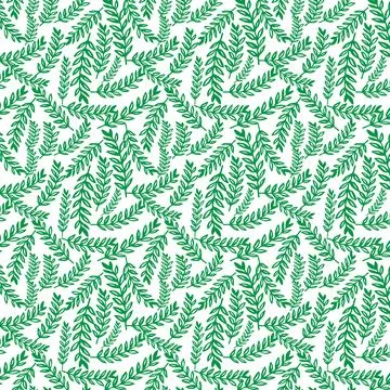 Hand draw floral seamless pattern of green leaves Spring Blossom Vector Des.. Stock Illustration