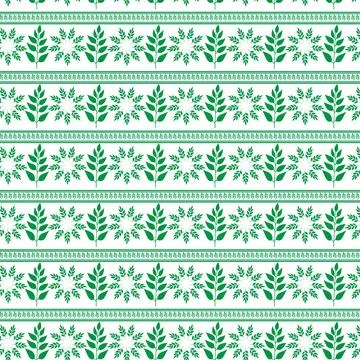 Hand draw floral seamless pattern of green leaves Spring Blossom Vector Des.. Stock Illustration