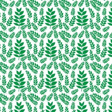 Hand draw floral seamless pattern of green leaves Spring Blossom Vector Des.. Stock Illustration