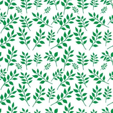 Hand draw floral seamless pattern of green leaves Spring Blossom Vector Des.. Stock Illustration