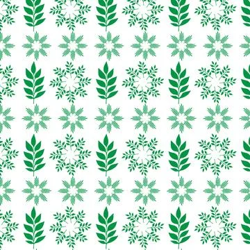 Hand draw floral seamless pattern of green leaves Spring Blossom Vector Des.. Stock Illustration