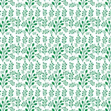 Hand draw floral seamless pattern of green leaves Spring Blossom Vector Des.. Stock Illustration
