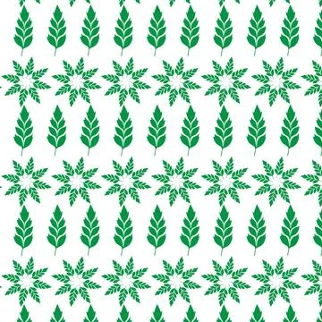 Hand draw floral seamless pattern of green leaves Spring Blossom Vector Des.. Stock Illustration