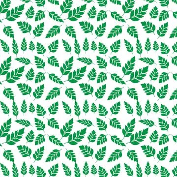 Hand draw floral seamless pattern of green leaves Spring Blossom Vector Des.. Stock Illustration