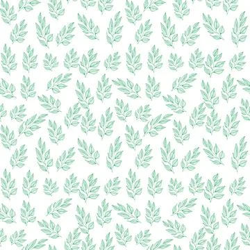 Hand draw floral seamless pattern of green leaves Spring Blossom Vector Des.. Illustrazione stock
