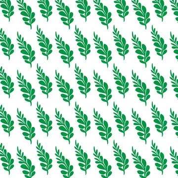 Hand draw floral seamless pattern of green leaves Spring Blossom Vector Des.. Stock Illustration