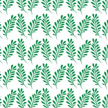 Hand draw floral seamless pattern of green leaves Spring Blossom Vector Des.. Stock Illustration