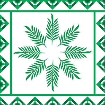 Hand draw floral seamless pattern of green leaves Spring Square style Vecto.. Stock Illustration