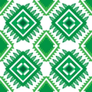 Hand draw floral seamless pattern of green leaves Spring Square style Vecto.. Illustrazione stock