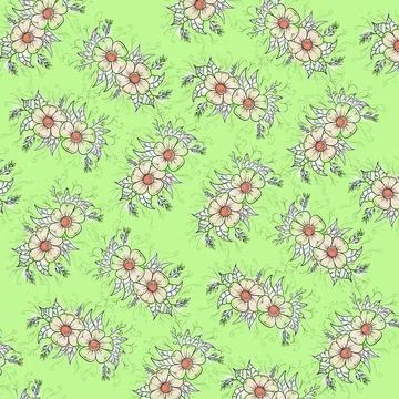 Hand draw flowers  pattern Stock Illustration