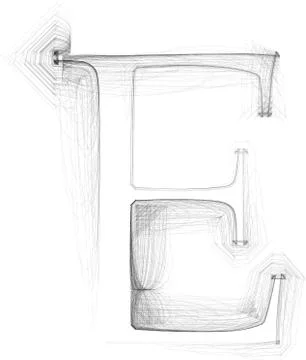 Hand draw font. letter e. vector illustration Stock Illustration