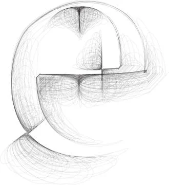 Hand draw font. letter e. vector illustration Stock Illustration