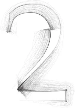 Hand draw font. number 2. vector illustration Illustrazione stock