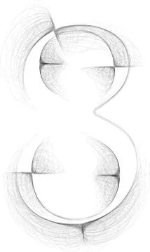 Hand draw font. number 8. vector illustration Stock Illustration
