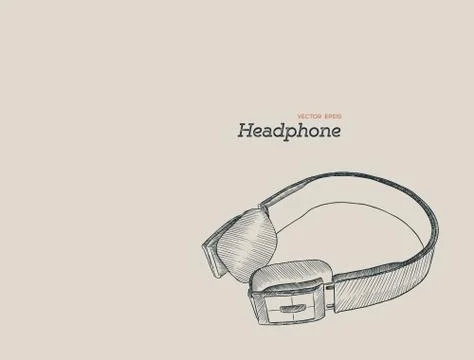 Hand draw headphone sketch vector. Stock Illustration