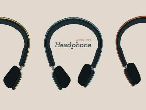 Hand draw headphone sketch vector. Stock Illustration