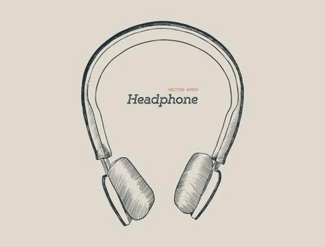 Hand draw headphone sketch vector. Stock Illustration