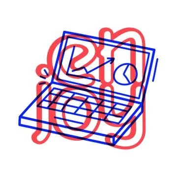 Hand draw job computer icon in doodle style. Internet technology and Business Stock Illustration
