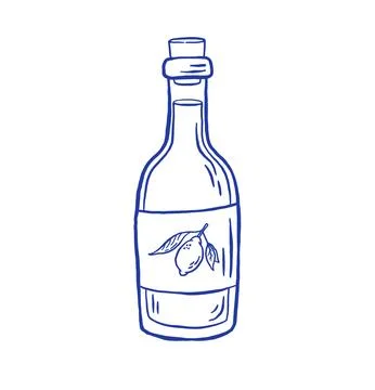 Hand draw limoncello bottle vector illustration. Italian citrus liqueur wit.. Stock-Illustration
