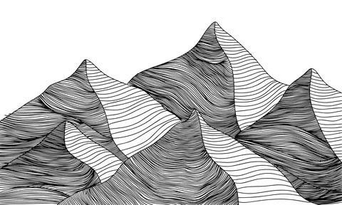 Hand draw line mountain. Stock Illustration