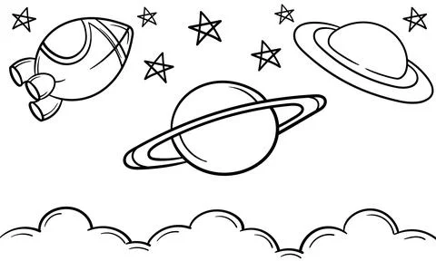 Hand draw outer space background Illustrazione stock