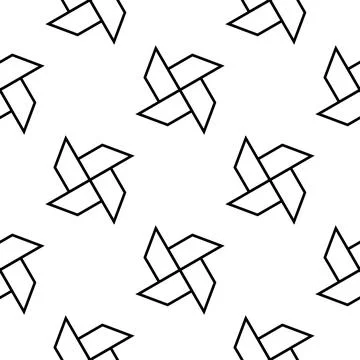 Hand draw paper windmill seamless pattern Stock Illustration