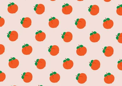 Hand draw peach pattern in seamless style background. Vector illustration. Stock Illustration
