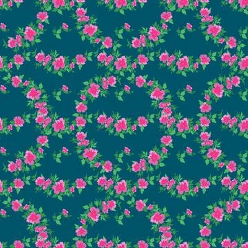 Hand draw sakura branches with flowers. Abstract background floral seamless p Stock Illustration