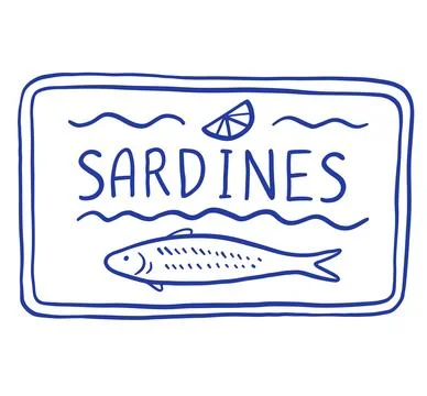 Hand draw sardines tin  vector illustration. Mediterranean fish seafood doo.. Stock-Illustration
