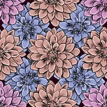 Hand draw seamless floral pattern Stock Illustration