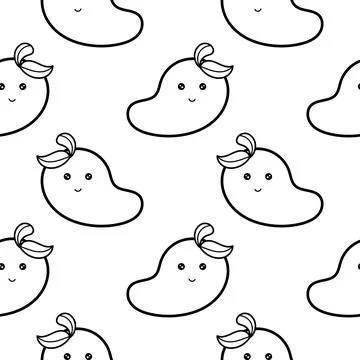 Hand draw seamless pattern of mango fruit characters Stock Illustration
