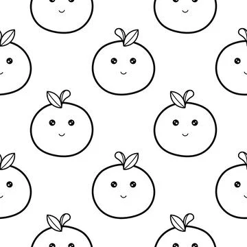 Hand draw seamless pattern of orange fruit characters Illustrazione stock