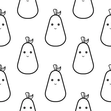 Hand draw seamless pattern of pear fruit characters Stock Illustration