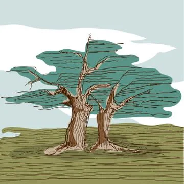 Hand draw sketch landscape Stock Illustration