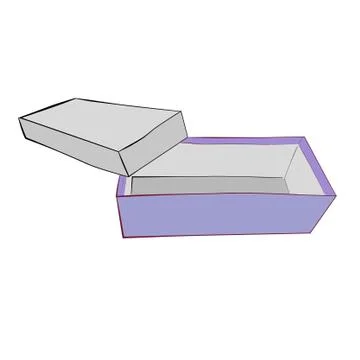 Hand Draw Sketch Vector Template or mockup Purple Shoe Box, Isolated on white Иллюстрация