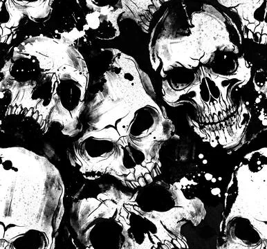 Hand draw skull pattern. Stock Illustration