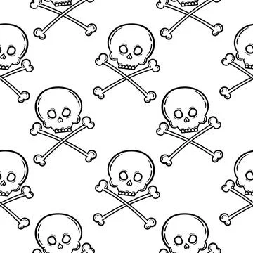 Hand draw skull seamless pattern Stock Illustration