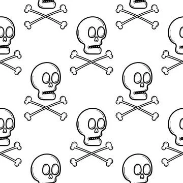 Hand draw skull seamless pattern 2 Stock Illustration