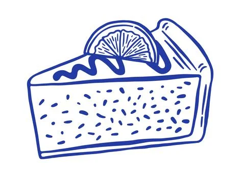 Hand draw slice of a cheesecake with lemon vector illustration. Doodle dess.. Stock-Illustration