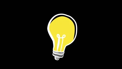Hand Draw Sparkling dan shaking Bulb Lamp, Idea at black background Stock Footage 146436981