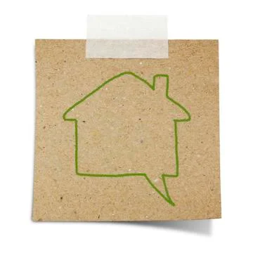 Hand draw speech bubble on note taped recycle paper Stock Photos