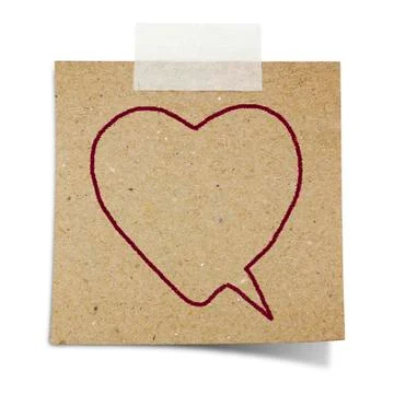 Hand draw  speech bubble on note taped recycle paper Stock Photos
