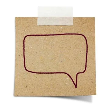 Hand draw speech bubble on note taped recycle paper Stock Photos