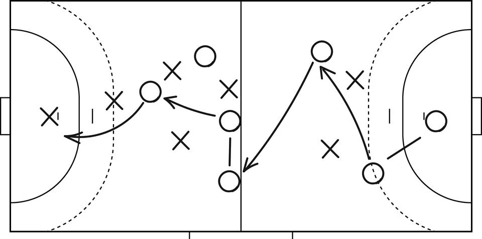Hand draw strategy game, tactics for American football, ice hockey, soccer Stock Illustration