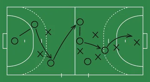 Hand draw strategy game, tactics for American football, ice hockey, soccer Stock Illustration