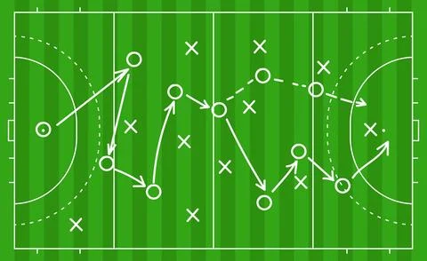 Hand draw strategy game, tactics for American football, ice hockey, soccer Stock Illustration