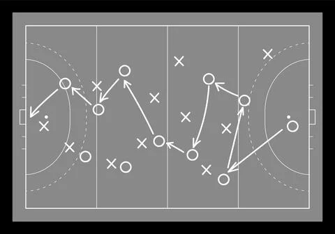 Hand draw strategy game, tactics for American football, ice hockey, soccer Stock Illustration