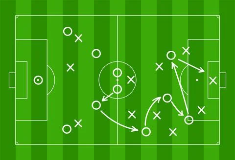Hand draw strategy game, tactics for American football, ice hockey, soccer Stock Illustration