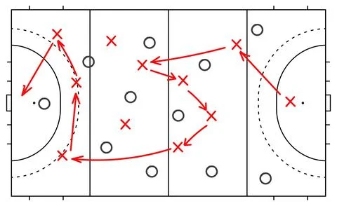 Hand draw strategy game, tactics for American football, ice hockey, soccer Stock Illustration