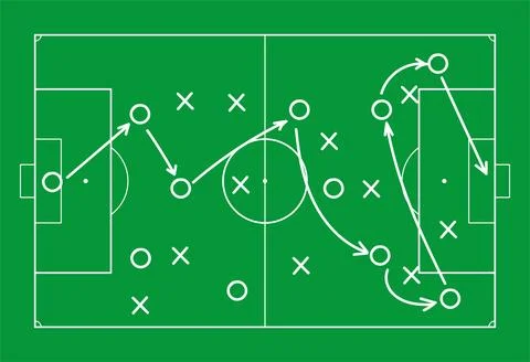 Hand draw strategy game, tactics for American football, ice hockey, soccer Stock Illustration